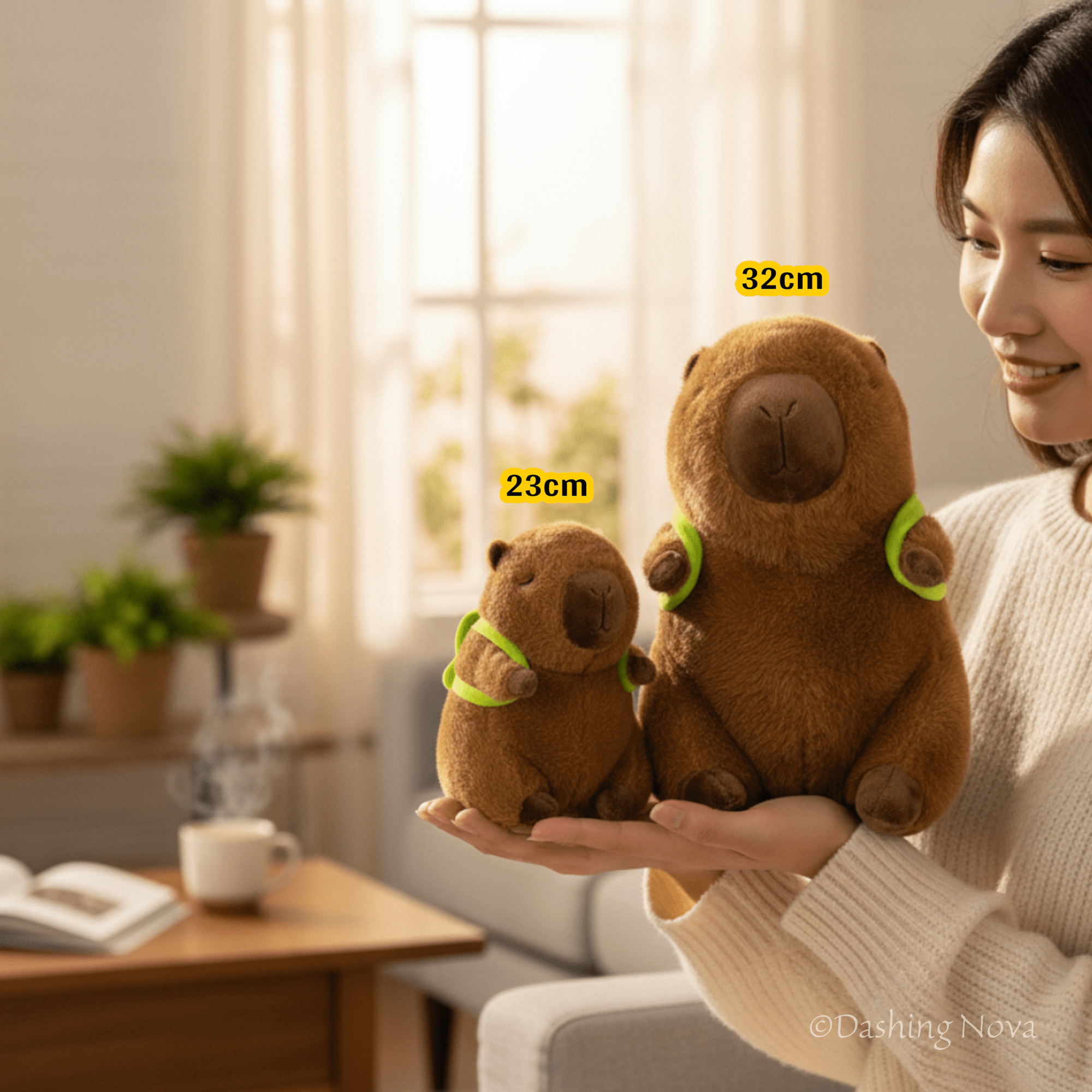 Cuddly Capybara Stuffed Animal with Playful Turtle Backpack